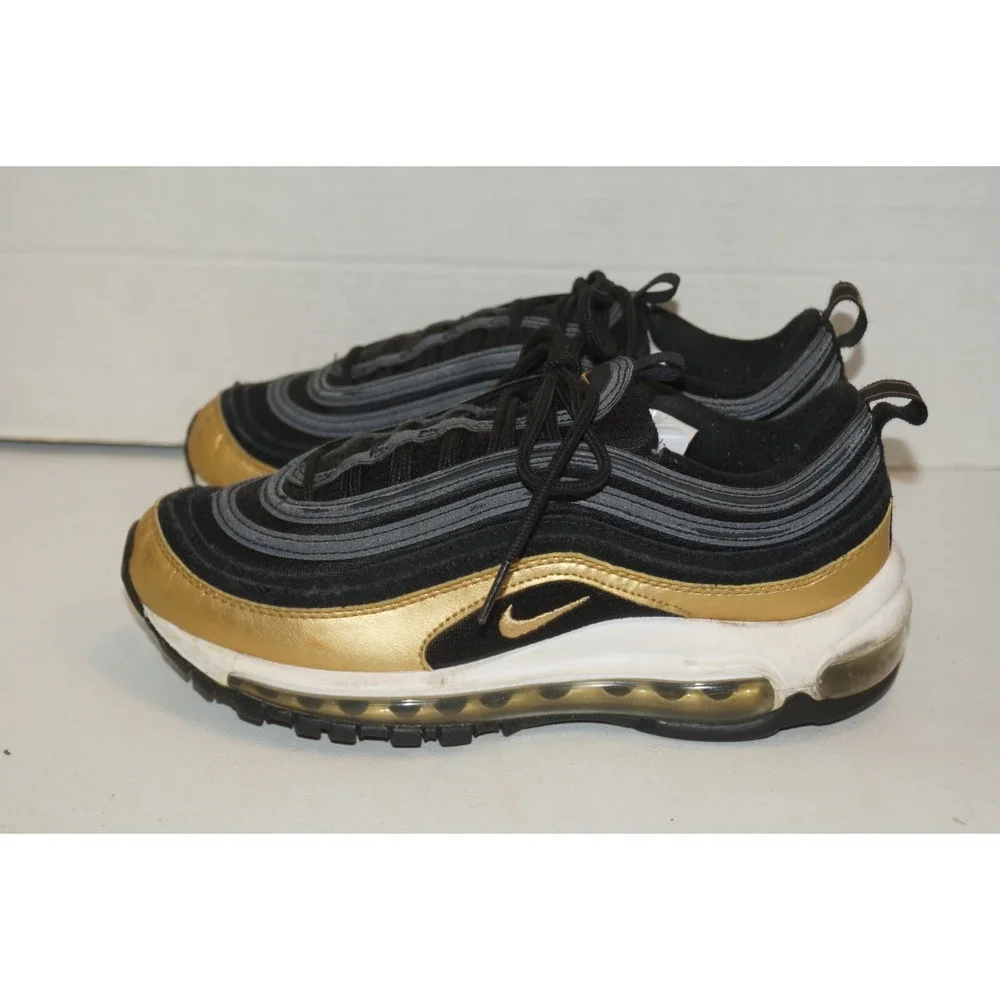 Nike Air Max 97 GS Black Metallic Gold Size 5.5Y (921522-014)
